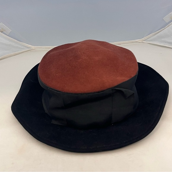 Vintage Frank Olive Saks 5th Avenue Brown Black Wool Bucket Hat One Size 22" - Picture 1 of 16